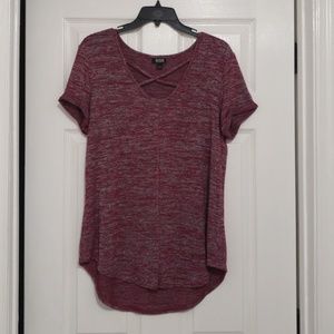 A.n.a criss-cross large maroon top